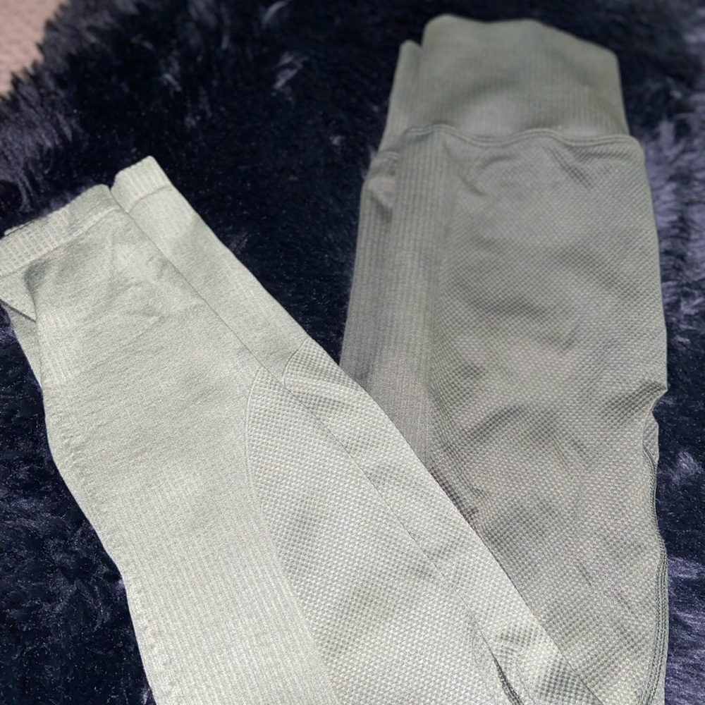 Olive Green Pink Active Leggings